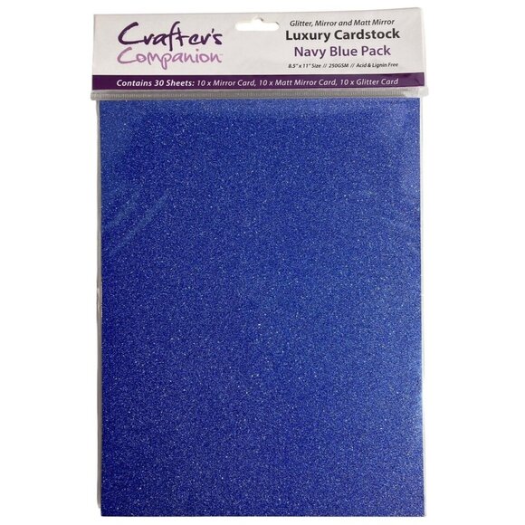 Crafters Companion Luxury Cardstock Navy Blue Pack Glitter Mirror Matt 30 Sheets - Picture 1 of 8